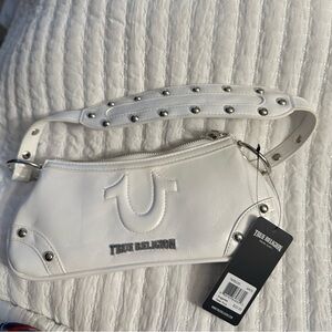 True Religion White Studded Clutch